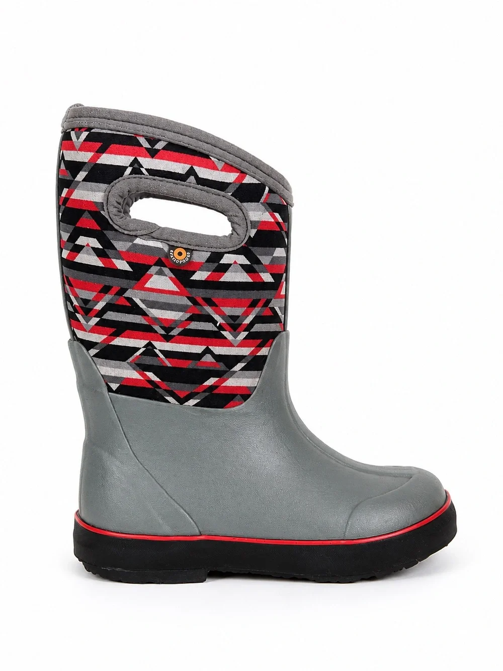 BOGS Classic II Mid Geometric Waterproof Insulated Boots Gray Red Kids 13